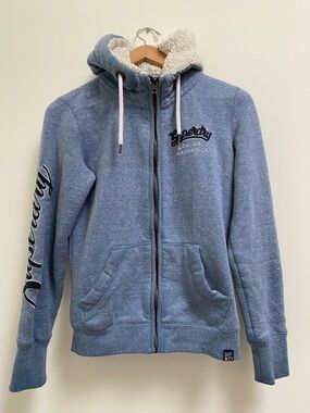 Superdry Light Blue Sherpa-Lined Zip Hoodie